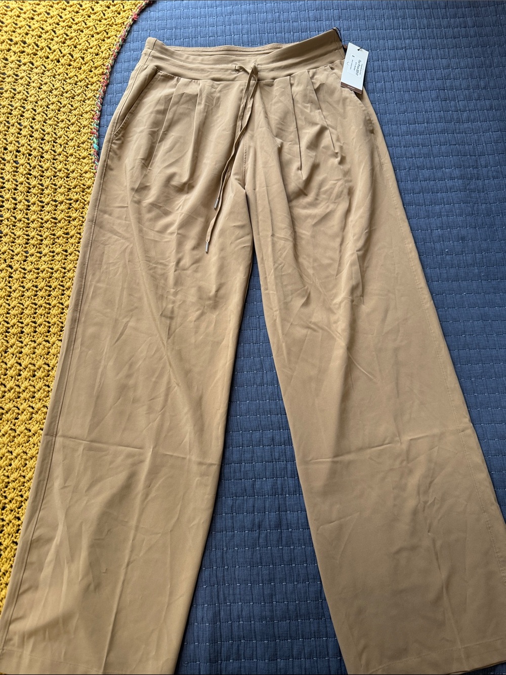 CALIA by Carrie Underwood Wide-Leg Drawstring Track Pants in Tan